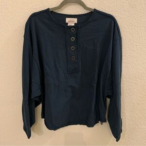 Ariat Dark Blue Button-Up Henley Top